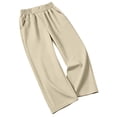 thumbnail image 5 of HomeDM Wide Leg Sweatpants with Pockets Womens High Waisted Joggers Beige Lounge Pants for Casual Gym Size M, 5 of 6