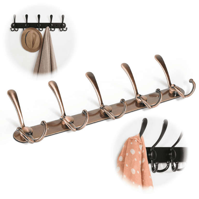 Coat Rack and Hat Hooks 5 Triple Coat Hooks - Wall Mount