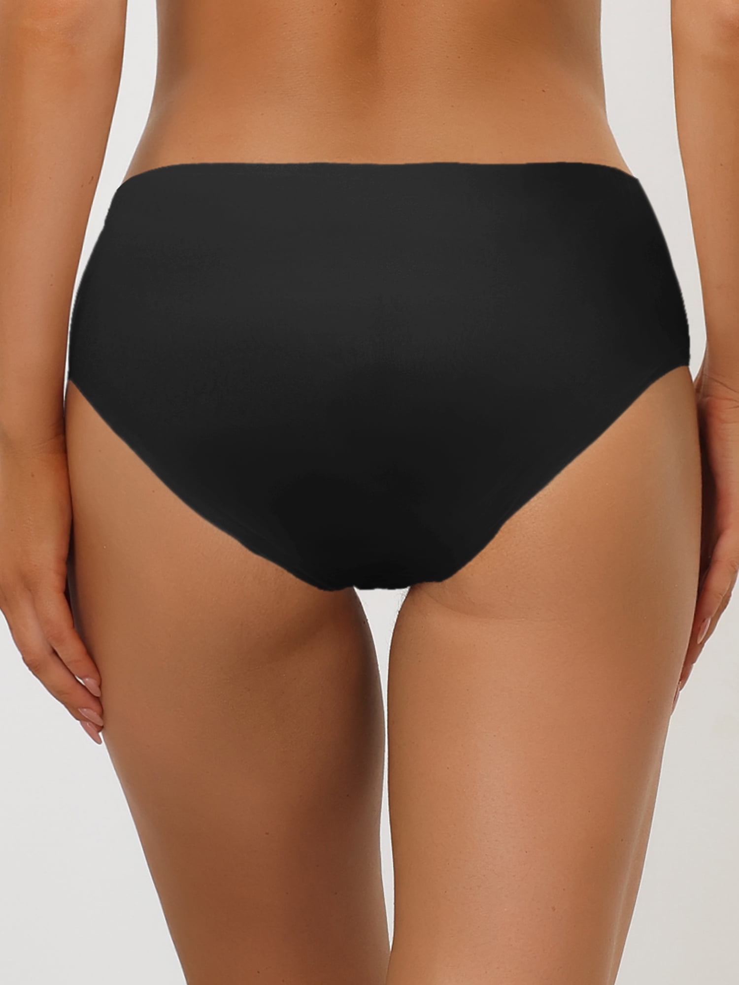 DARING DIVA Women's No Show Elastic Waist Brief Panties Breathable L Black
