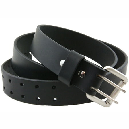 1 1/2 Black Bridle Leather Belt Double Hole Roller Buckle Made in