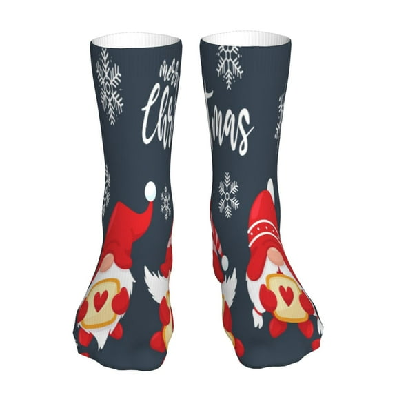 Goofa Three Cute Christmas Gnomes for 16in Socks, Funny Novelty Crazy Design Cotton Socks Sports Socks Knee High Socks For Men, Women,1Pairs - Gift For Working Friends