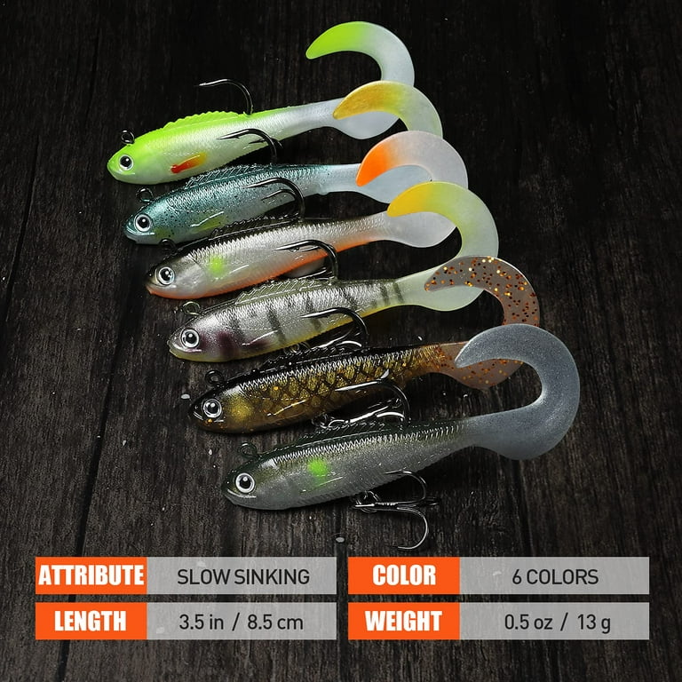 Pre-Rigged Jig Head Soft Fishing Lures, Paddle Tail Swimbaits for Bass  Fishing, Shad or Tadpole Lure with Spinner, Premium Fishing Bait for  Saltwater
