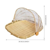 WUXIAB Multi-Purpose Bamboo Basket,Hand-Woven Food Tent,Indoor-Outdoor Serving Basket,Ventilated Fruit Vegetable Storage Keeper,Mesh Gauze Bug Stopper,Picnic Food Cover,Non-Toxic Reusable Basket Ll