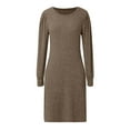 thumbnail image 5 of Robes d'Été pour Femmes 2025 Robe Longue en Tricot à Manches Bouffantes Col Rond Tunique Décontractée Maxi Robe Kaki TTG, 5 of 5