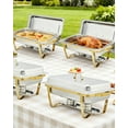 thumbnail image 4 of Chafing Dish Buffet Set of 2, 8QT Stainless Steel Food Warmers Set with Lid & Foldable Frame for Wedding Catering Parties - Gold, 4 of 8
