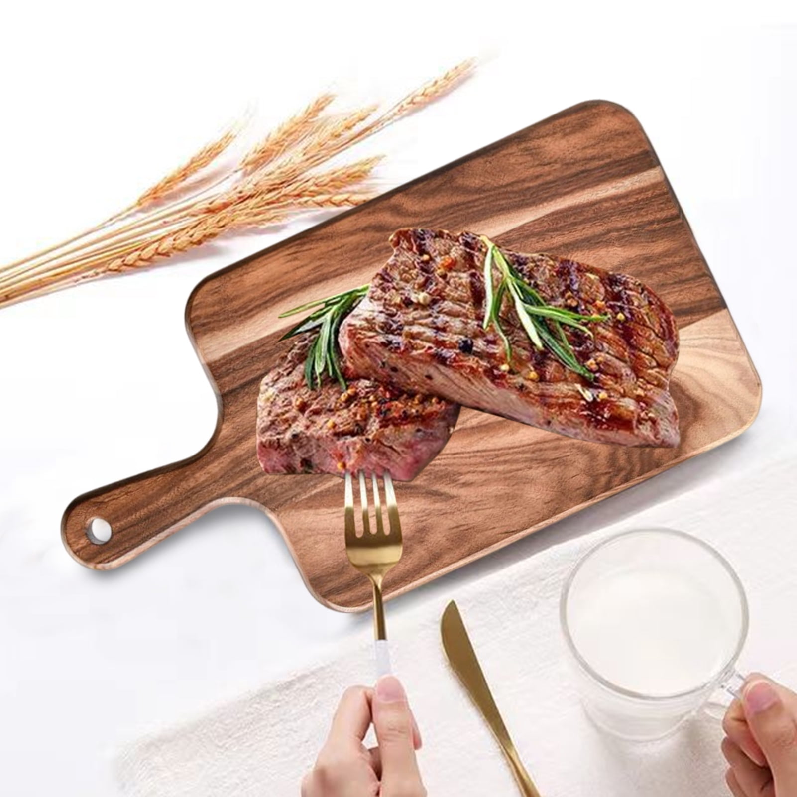 Homelife Wood Cutting Board with Handle Heavy-Duty Wooden Charcuterie Chopping Board for Meat Cheese Vegetables Bread Versatile Kitchen Serving Board
