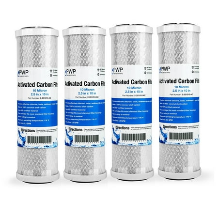 

Activated Carbon CTO Water Filter Cartridge Standard 2.5 x10 10 Micron 4 pack