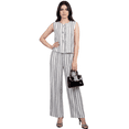 thumbnail image 1 of Conjunto 2 Piezas Casual Chic, Blusa Sin Mangas Minimalista y Pantalón Holgado a Rayas para Mujer, 1 of 5