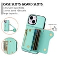 thumbnail image 2 of Wallet Case for iPhone 15, Classic Lychee Texture PU Leather Purse Case with Accordion Card Slots, Protective Crossbody Flip Cover with Zipper Shoulder Strap Lanyard for iPhone 15, Cyan, 2 of 8