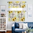 thumbnail image 2 of Sunflower Bee Kind Kitchen Curtains Valances and Tiers Set of 3 Vintage Yellow Floral Bees White Daisy Plant Linen Texture Tier Curtains and Valance with Rod Pocket for Small Windows, 27.5"x36", 2 of 9