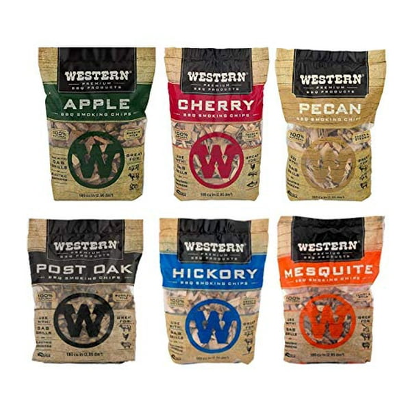 Western Wood Smoking Chip Variety Pack of 6, 180 cu in per Bag