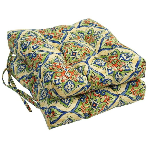Blazing Needles 16-inch Spun Polyester Outdoor Square Tufted Chair Cushion