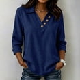 thumbnail image 5 of Asxite Womens Fall Tops Solid Casual Lapel Collar Button Down Long Sleeve Shirts, 5 of 6