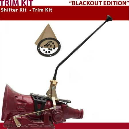 American Shifter 4L60E Shifter Kit 23 in. Trim Kit Black Dual Shift Tan Boot Ringed Knob for D0DC1