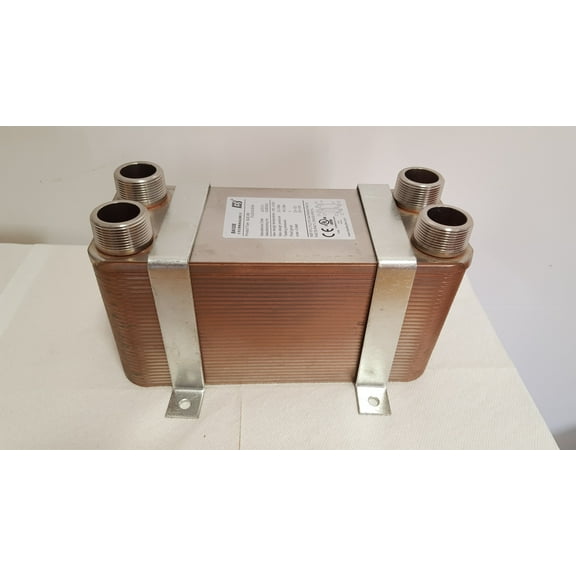 100 Plate Water to Water Brazed Plate Heat Exchanger 1 1/4" MPT Ports w/ Brackets
