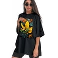thumbnail image 3 of Plus Size Shirt for Women Black Tops for Women Oversized Short Sleeves Shirt for Women T Shirt Crewneck Shirt for Women L, 3 of 5