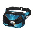 thumbnail image 2 of Saiise Sac Banane à Double Compartiment Motif Aigle Chauve Ciel Nocturne Forêt Sac de Taille Carré Réglable Mains Libres Ceinture de Course Randonnée Sécurité Voyage Bandoulière en Sergé, 2 of 9