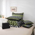 thumbnail image 4 of 7Pcs Kids Leopard Print Comforter Set, Rustic Cheetah Zebra Skin Patchwork Bedding Full (Comforter+Fitted+Flat Sheet+2 Pillowcases+2 Throw Pillow Covers) 7 Pieces Bed Set,Olive Green, 4 of 5