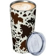 thumbnail image 2 of Western Cow Print Tumbler with Lid and Straw, 20 Oz Stainless Steel Insulated Brown Cow Water Bottle Cup Coffee Mug, 2 of 7