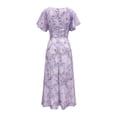 thumbnail image 6 of Letdown Summer Dresses for Women 2026 Floral Cottagecore Dress Puff Sleeve Maxi Ruffled Corset Dress Square Neck A Line Flowy Wedding Guest Tea Party Dresses, 6 of 8