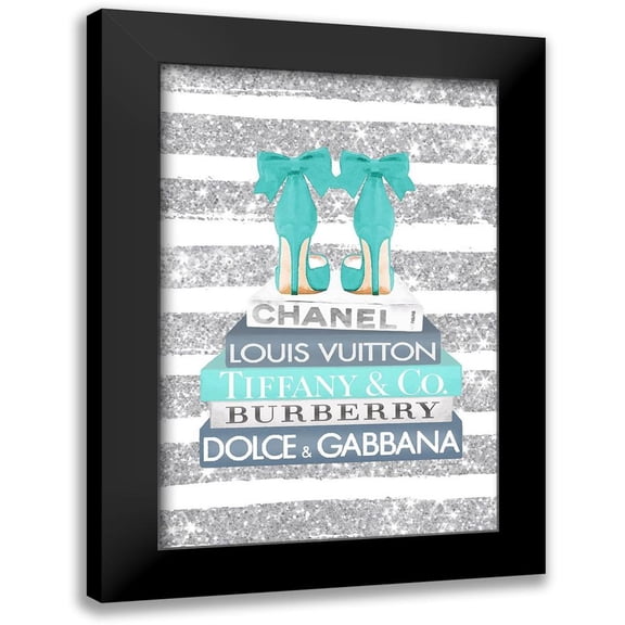 Amanda Greenwood 11x14 Black Modern Framed Museum Art Print Titled - Bookstack Teal Heel