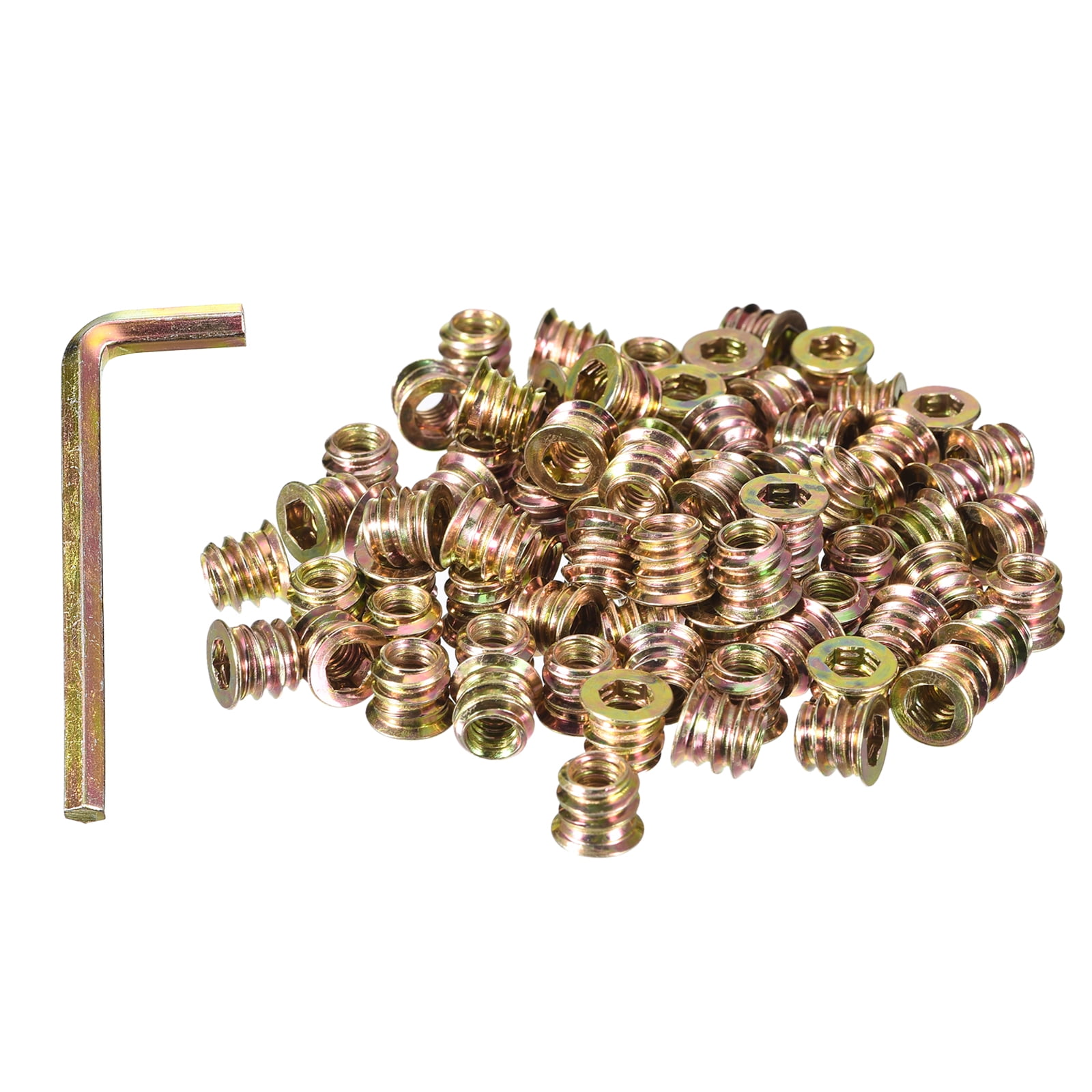 Unique Bargains 1/4-20 x 10mm Threaded Inserts Nuts, 100 Pack Wood