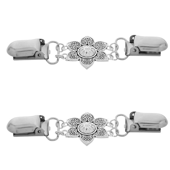 MLINS 2pcs Women's Vintage Sweater Clips Retro Flower Scarf Cinch Clips Shawl Clasps Ladies Dress Chain Cardigan  Clasp for Women