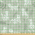 thumbnail image 2 of Ambesonne Cat Fabric by the Yard Upholstery, Leopards Flowers Leaves Art, 10 Yards, Pale Almond Green White, 2 of 5