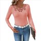 thumbnail image 2 of Camiseta de Punto Ajustada de Larga con Encaje Floral Brillante y Diamantes de Imitación para Mujer Rosa XL, 2 of 6