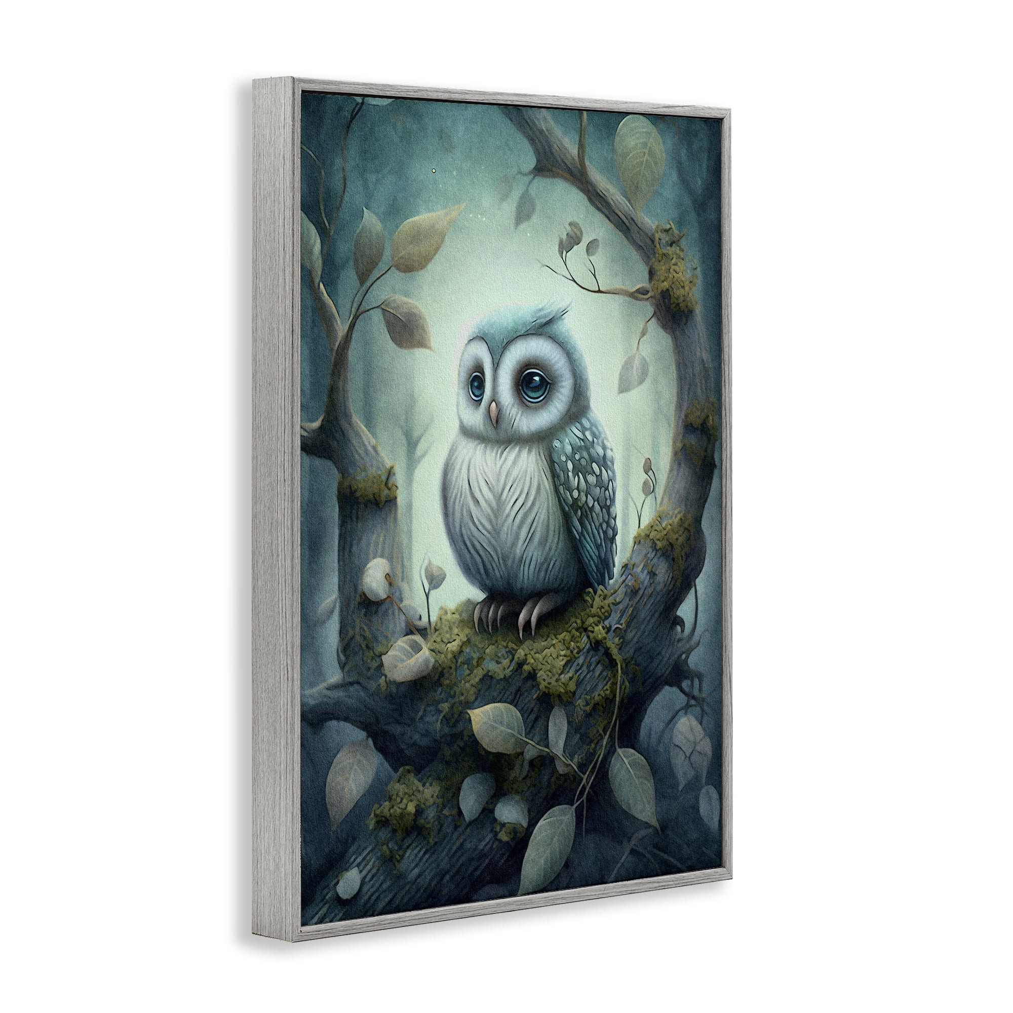 Stupell Industries Calm Mystic Owl Landscape Painting Gray Framed Art Print Wall Art, 20 x 30