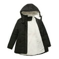 thumbnail image 2 of Women Solid Color Coat Button Down Overcoat Long Sleeve Cardigan Windproof Outer Coat Warm Winter Overcoat Fluffy Jacket, 2 of 6