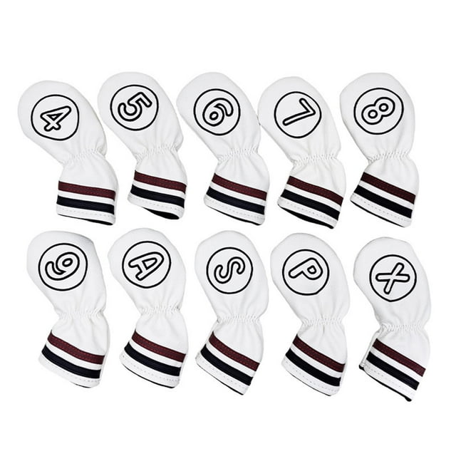koolsoo 10 Pieces Golf Club Head Covers Decor for Training Outdoor Sports Golf Games White