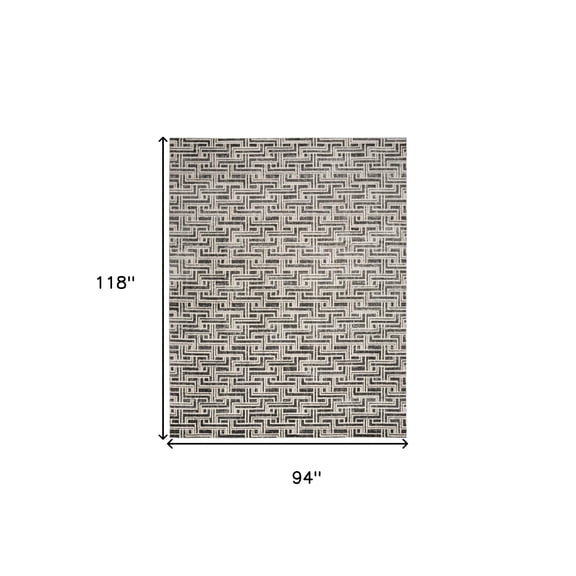 HomeRoots 553143 8 x 10 ft. Grey Geometric Distressed Rectangle Area Rug