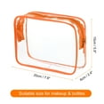 thumbnail image 2 of Uxcell 3Pcs Clear Toiletry Bag Quart Size TSA Approved Makeup Cosmetic Bag for Women Travel Transparent Organizer Airport Airline Compliant, Orange, 2 of 7