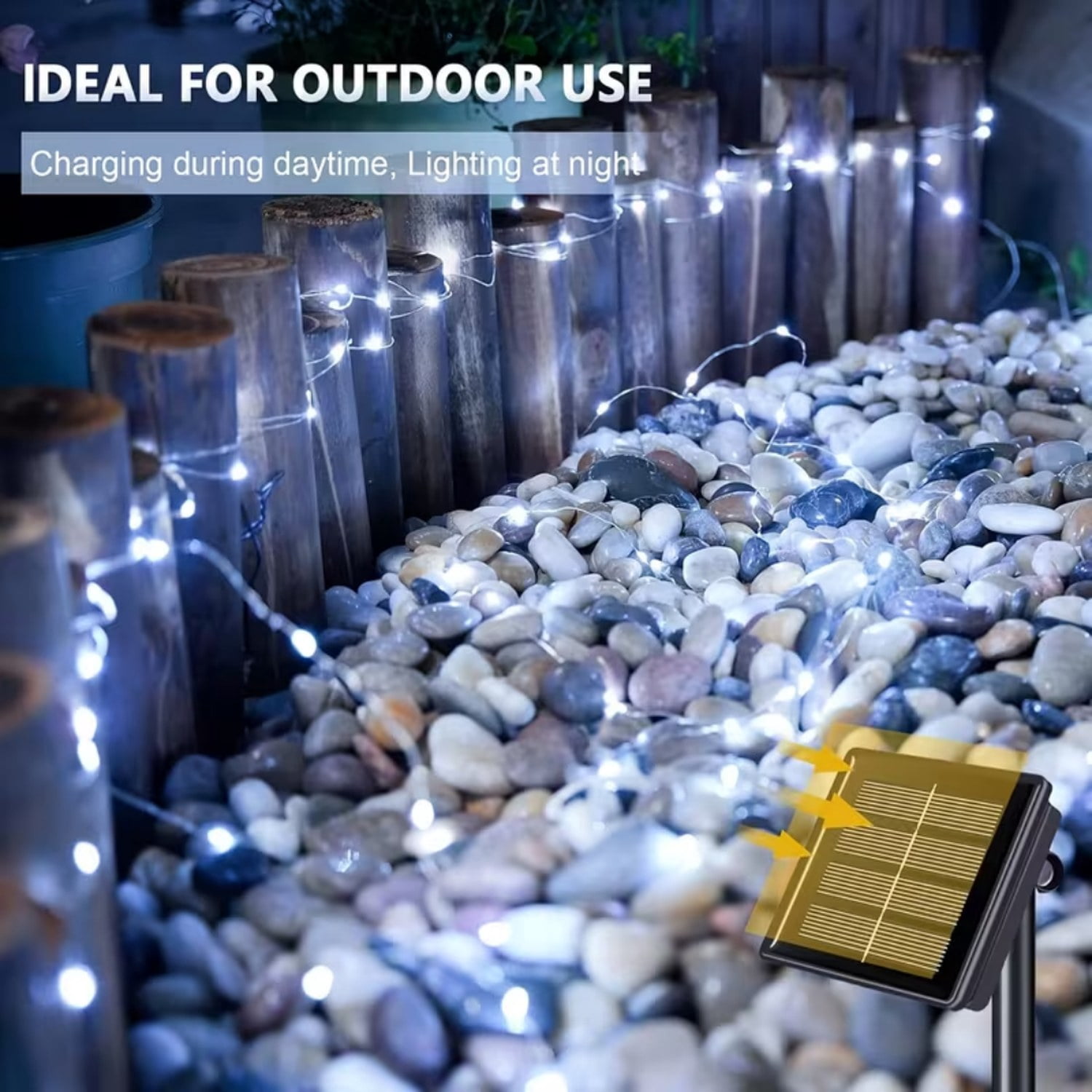 Astoutdoor 8-Piece White Solar Fairy Light String Set, 330 LED Outdoor Solar Christmas Lights with 8 Modes, 9.84 in