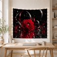 thumbnail image 5 of Red Peony with Pearls on Dark Water, Romantic Gothic Illustration, Valentine's Day Gift for Flower Lovers, Botanical Wall Art, Tapestry Wall Hanging for Bedroom and Living Room, 5 of 7