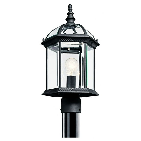10W 1 Led Outdoor Post Lantern With Traditional Inspirations 18 Inches Tall By 9.75 Inches Wide-Black Finish-Incandescent Lamping Type Kichler