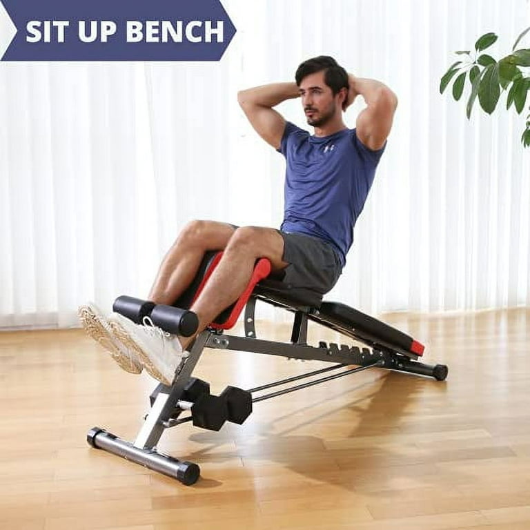 Finer Form Multi-Functional FID Weight Bench for Full All-in-One Body  Workout – Hyper Back Extension, Roman Chair, Adjustable Ab Sit up Bench,  Incline