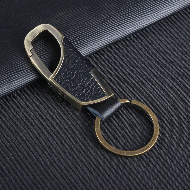 Llavero de metal de cuero para hombre, accesorio creativo para coche, llavero colgante, pequeño regalo