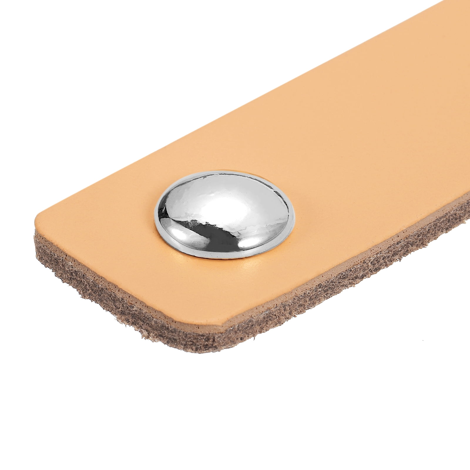 Unique Bargains Leather Furniture Handles Drawer Knobs Pulls Khaki Silver 6.7"