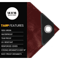 thumbnail image 4 of PROTARP Extra Heavy Duty 16 Mil Tarp, Maroon/Black 10′ X 10′, 4 of 7