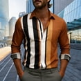 thumbnail image 5 of Asxite Mens Plus Size Tops Fall Striped Print Casual Business Pocket Long Sleeve Shirts, 5 of 5