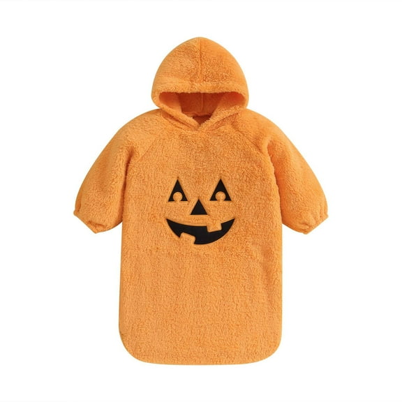 THDHVS Unisex Newborn Clothes,Toddler Outfits for Girls,Newborn Fall Winter Long Sleeve Hooded Jumpsuit Velvet Romper for Infants Soft Warm Fleece Fabric Orange 6-12 Months