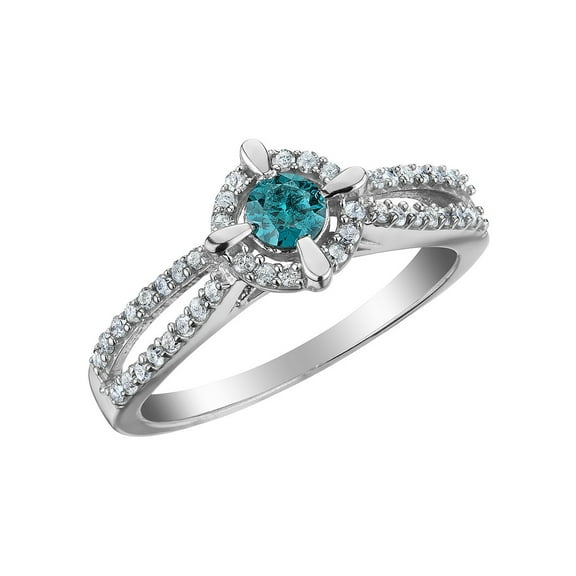 Gem & Harmony 1/2 Carat (Ctw) Blue and White Diamond Ring in Sterling Silver for Women