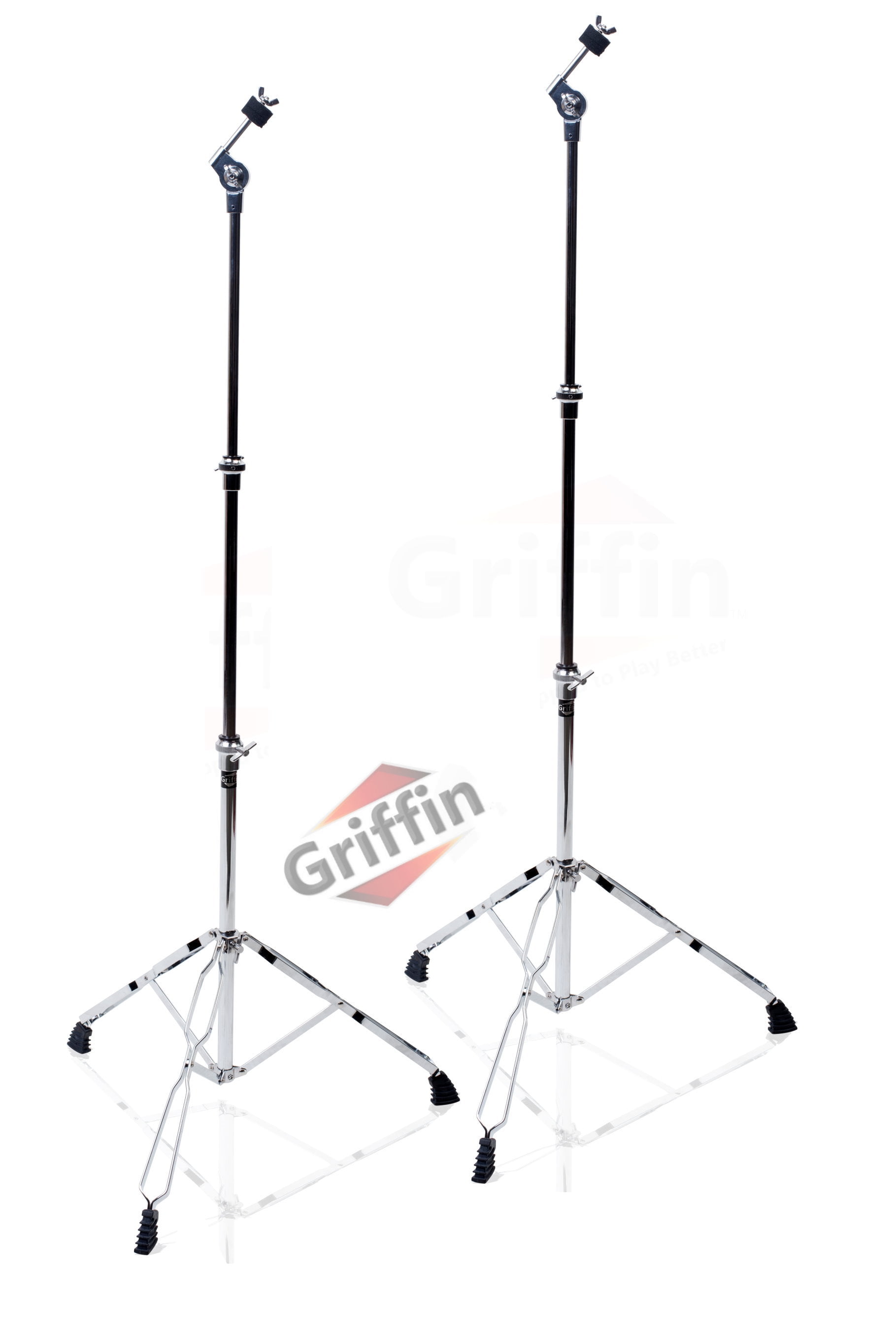 Straight Cymbal Stand (2 Pack) by GRIFFIN Double Braced Legs, Slip