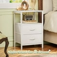thumbnail image 4 of Night Stand Set of 2, Nightstand with 2 Drawers, Bed Side Table with Open Shelf, Wooden Top, End Table, Fabric Drawer, for Bedroom, 4 of 9
