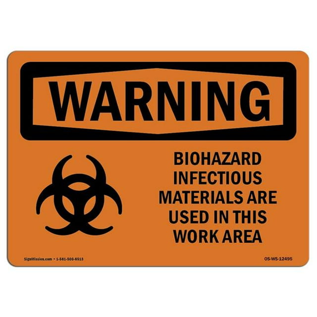 SignMission OS-WS-A-710-L-12495 Panneau d'Avertissement OSHA 7 x 10 Po - Biohazard Infectieux avec Symbole