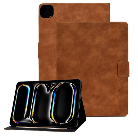 GSFY Case for 2024 iPad Pro 11 Inch 5th Generation (M4), Slim Smart Premium PU Leather Wallet Stand Protective Shell with Auto Sleep Wake Feature for iPad Pro 11 5th Gen, NP Brown