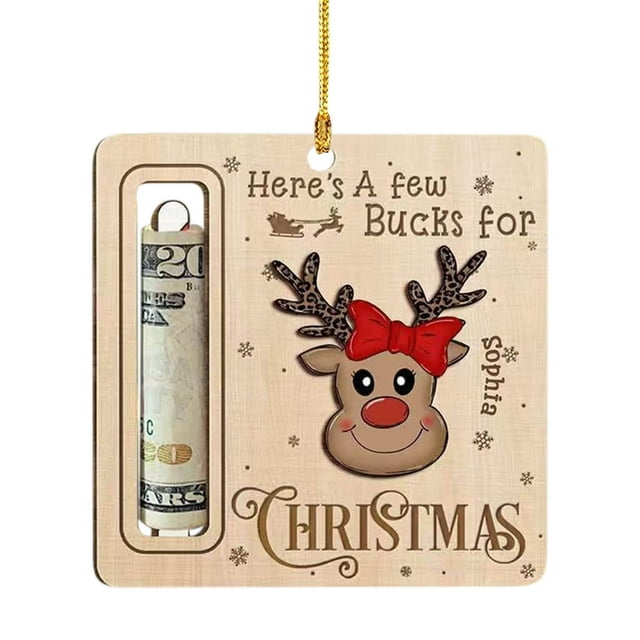 Fiudx Adorno Navideño para Billetera, Diseño Único de Madera, Exquisita Ranura para Tarjetas, Decoración Festiva, Regalo de Navidad Perfecto para Familiares y Amigos, Incluye 1 Billetera Decorativa.