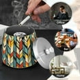 thumbnail image 4 of Yayeee Ashtray with Lid for Cigarette Smokeless Stainless Steel Home Ash Holder, Yellow Geometric, 4 of 7